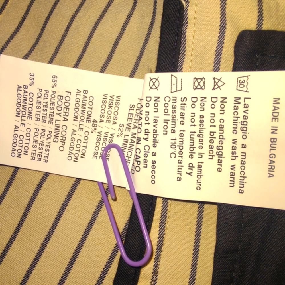SEVENTY 19.70 Size 6 Tan and Navy Blue pinstripe Women's Blazer. - Picture 3 of 11